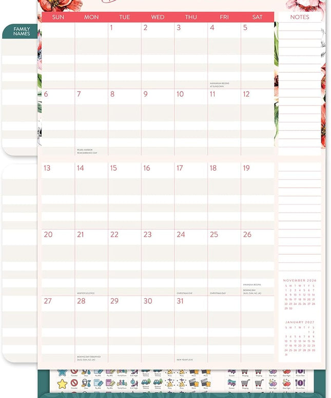 Calendario 2026 Pared 17M - Bella Flora