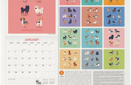 Calendario 2025 Mensual Pared 12M - Dogs of the World