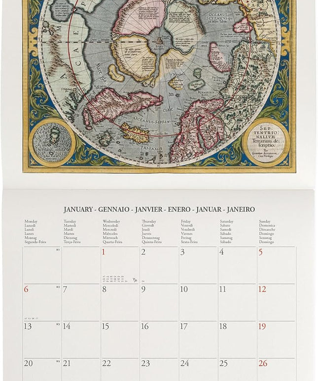 Calendario 2025 Mensual Pared 12M - Vintage Maps