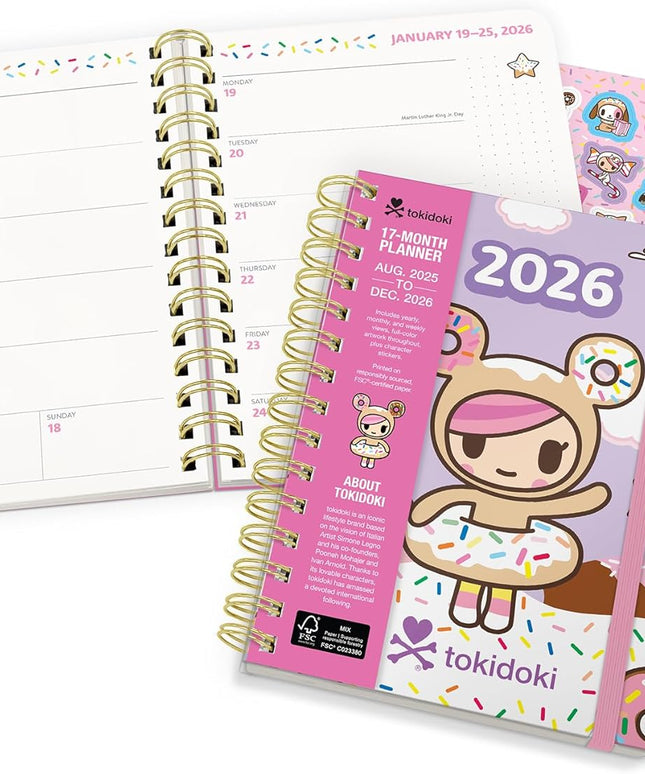 Agenda 2026 Anillada Sem Vista 17M - Tokidoki Donutella