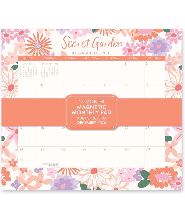 Calendario 2026 Magnético 17M - Secret Garden