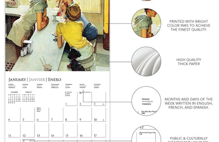 Calendario 2026 Pared 12M - Saturday Evening Post