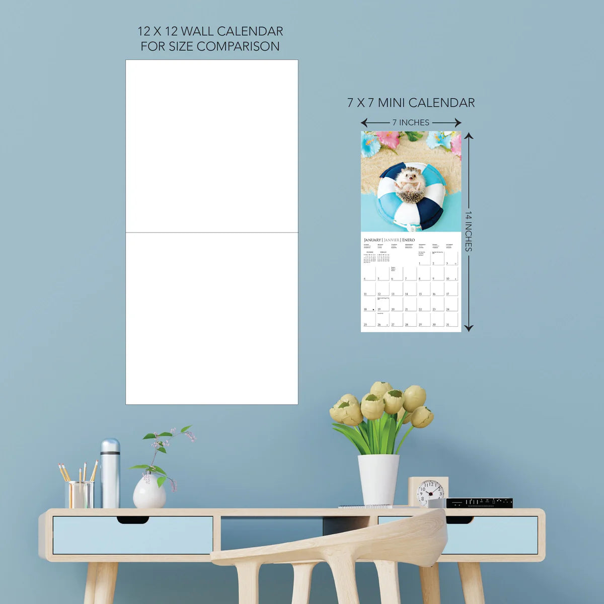 Calendario 2026 Pared Mini 12M - Happiest Hedgehogs