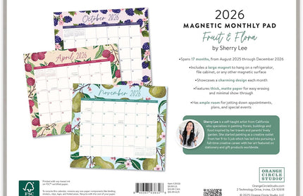 Calendario 2026 Magnético 17M - Fruit and Flora