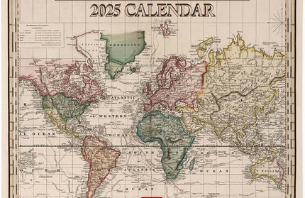 Calendario 2025 Mensual Pared 12M - Vintage Maps