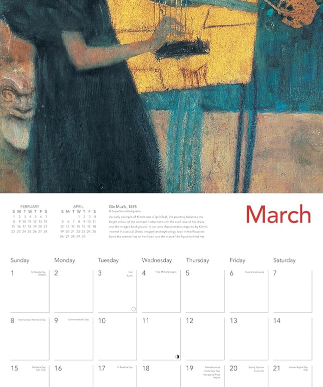 Calendario Pared 2026 12M Grande - Gustav Klimt