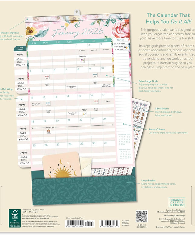 Calendario 2026 Pared 17M - Bella Flora