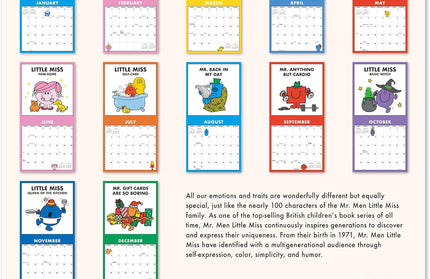 Calendario 2026 Mediano Pared 12M - Mr. Men Little Miss