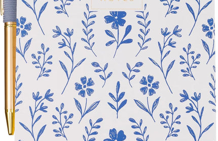 Block de Notas Anillado con Bolígrafo - Blue Floral