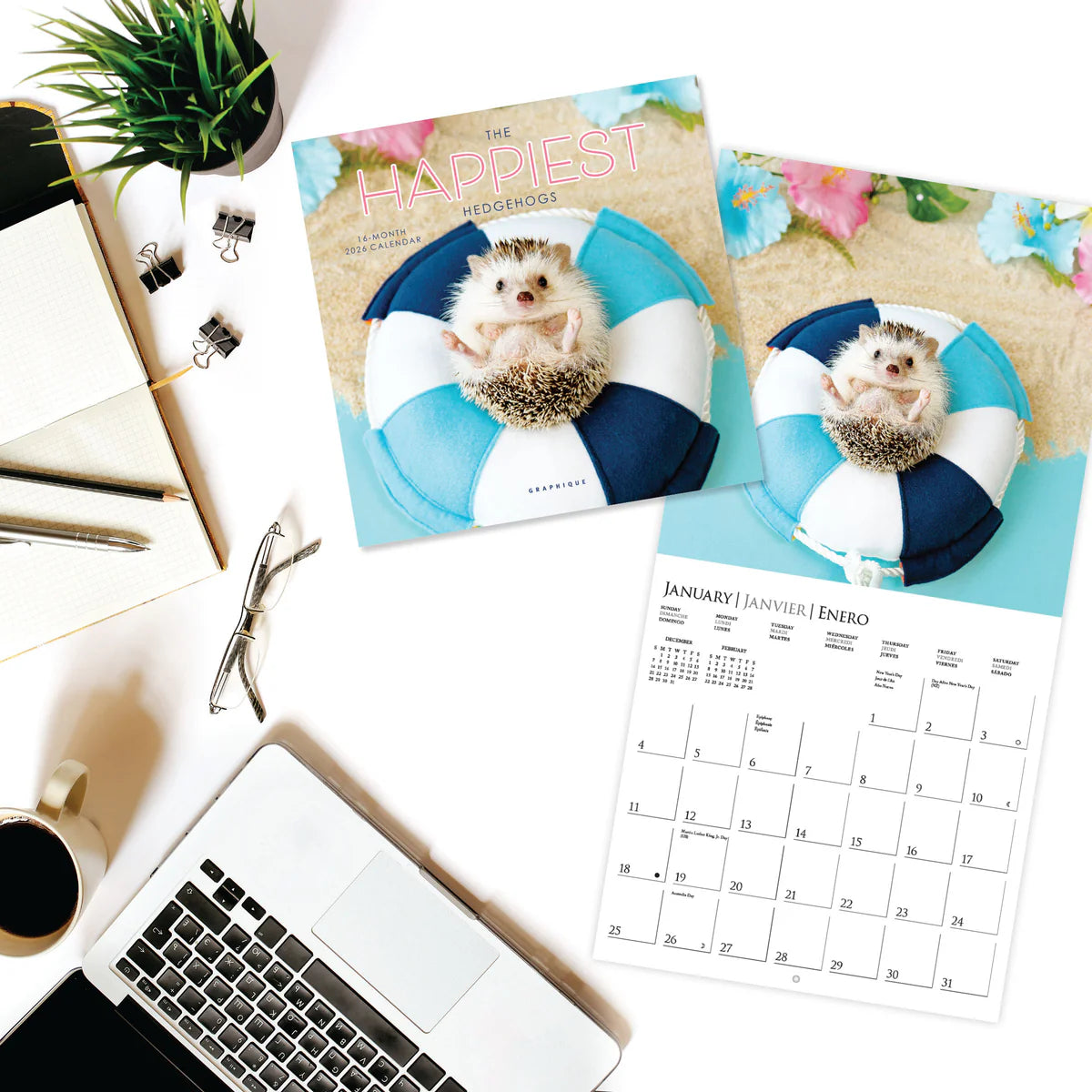 Calendario 2026 Pared Mini 12M - Happiest Hedgehogs