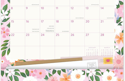 Calendario 2026 12M Con Bolsillos - Pájaros y Flores