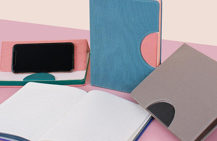 Libreta Mediana  con soporte para Celular - Azul