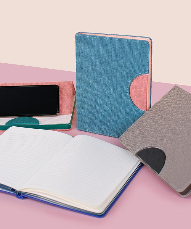 Libreta Mediana  con soporte para Celular - Azul