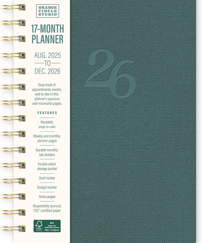 Agenda 2026 Anillada Sem Vista 17M - Verde Agatha