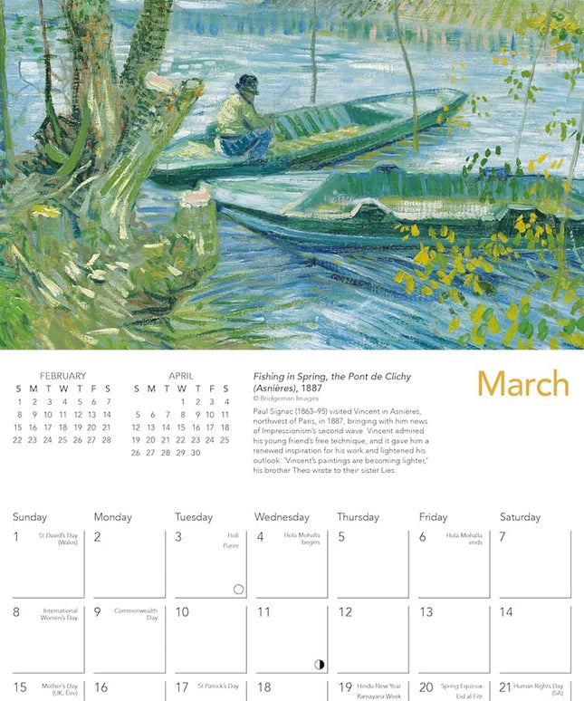Mini Calendario Pared 2026 12M - Vincent van Gogh