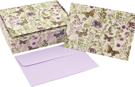 Caja Tarjetas y Sobres - Amethyst Butterflies