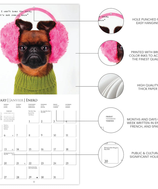 Calendario 2025 Mini Pared 12M - Pawparazzi