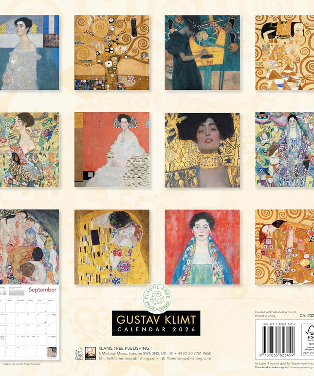 Calendario Pared 2026 12M Grande - Gustav Klimt