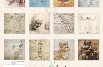 Calendario Pared 2026 12M Grande - Leonardo da Vinci