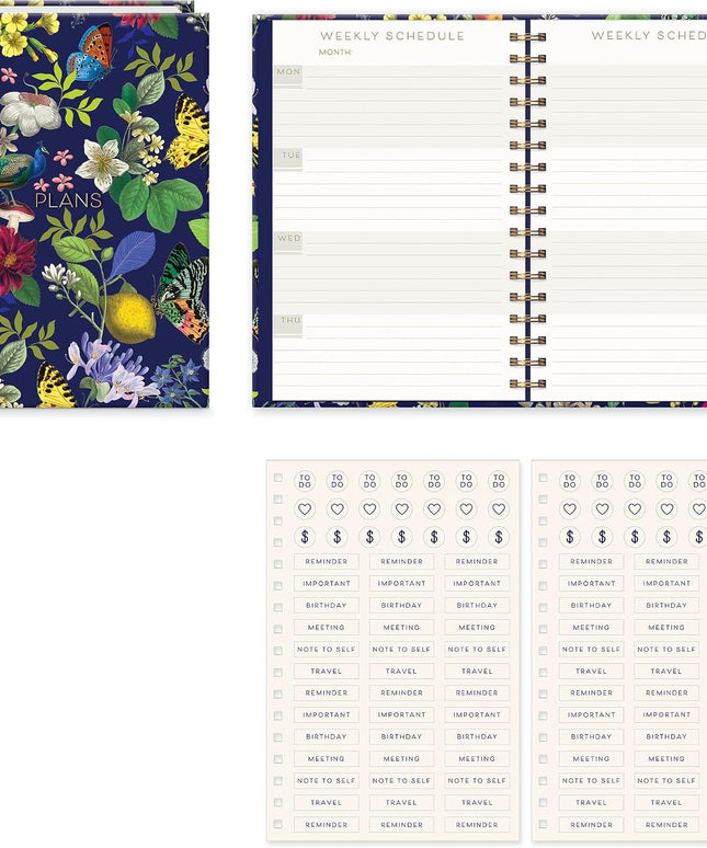 Agenda Semanal Sin Fechas - Floral Vintage Foil Dorado