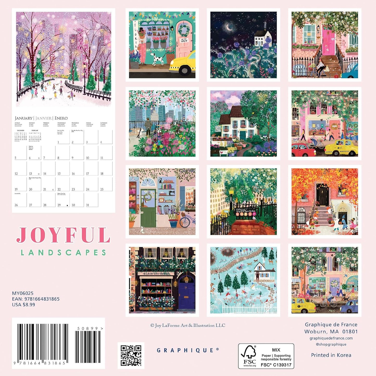 Calendario 2025 Mini Pared 12M - Joyful Landscapes