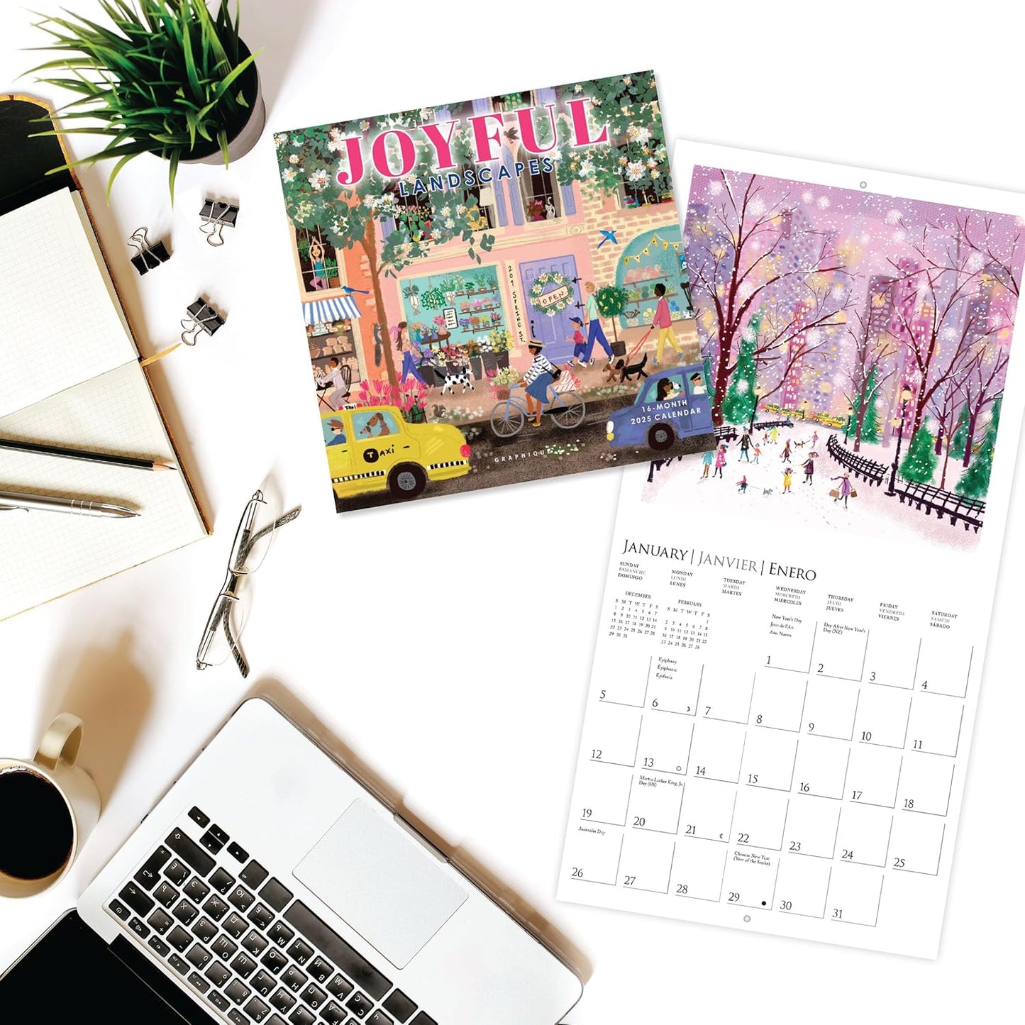 Calendario 2025 Mini Pared 12M - Joyful Landscapes
