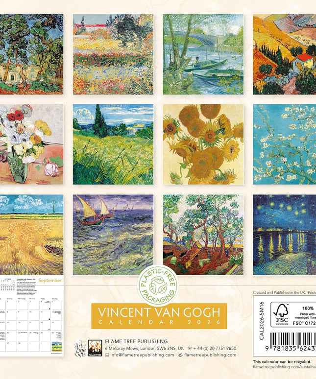 Mini Calendario Pared 2026 12M - Vincent van Gogh