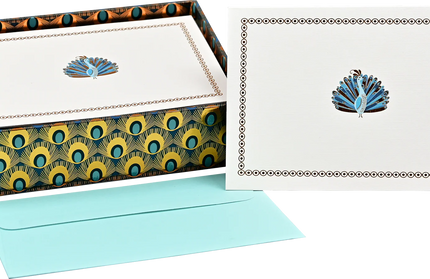 Caja Tarjetas y Sobres - Peacock