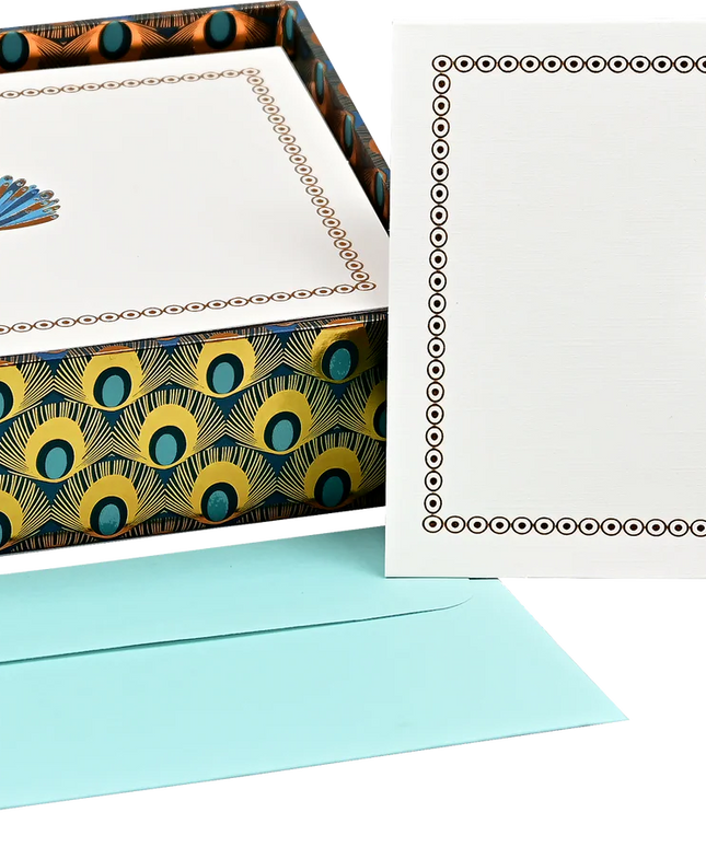 Caja Tarjetas y Sobres - Peacock