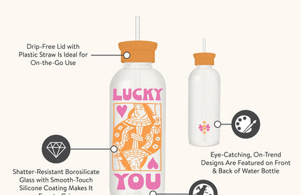 Botella de Vidrio con Bombilla - Lucky Card