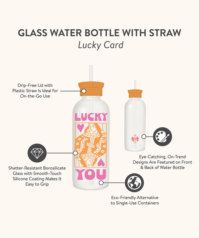 Botella de Vidrio con Bombilla - Lucky Card