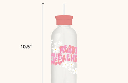 Botella de Vidrio con Bombilla - Get Ready for the Weekend