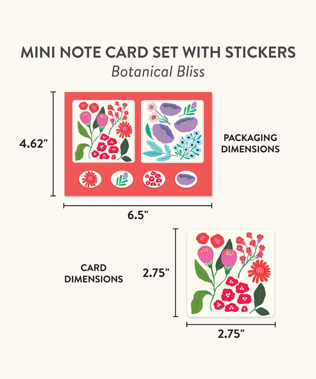 Set 12 Mini Tarjetas con Sobres y Stickers - Botanical Bliss