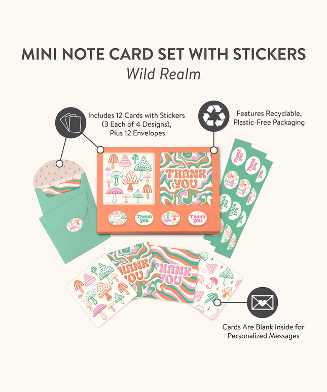 Set 12 Mini Tarjetas con Sobres y Stickers - Wild Realm