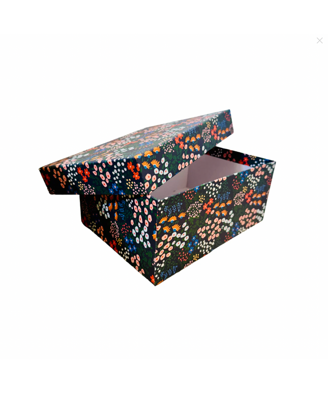 Caja Regalo Cartón Grande Flores Azul Oscuro