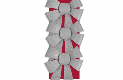 Set 3 Cintas Regalo Glitter Navidad - Plata