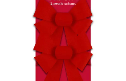 Set 2 Cintas Regalo Terciopelo Navidad - Roja