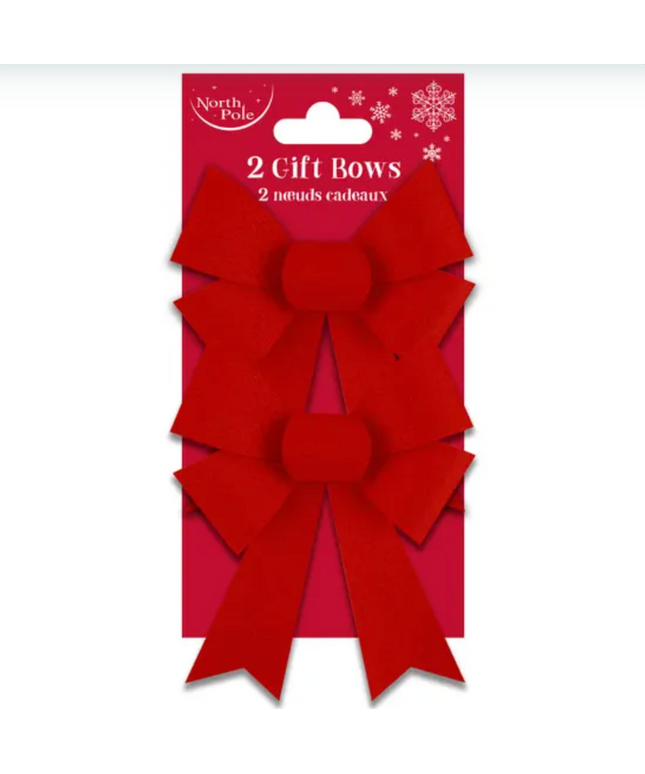 Set 2 Cintas Regalo Terciopelo Navidad - Roja