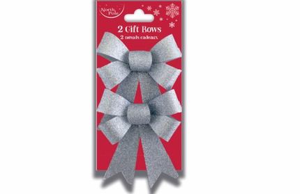 Set 2 Cintas Regalo Glitter Navidad - Plateada