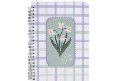 Cuaderno Mediano Cuadriculado - Flores Blancas