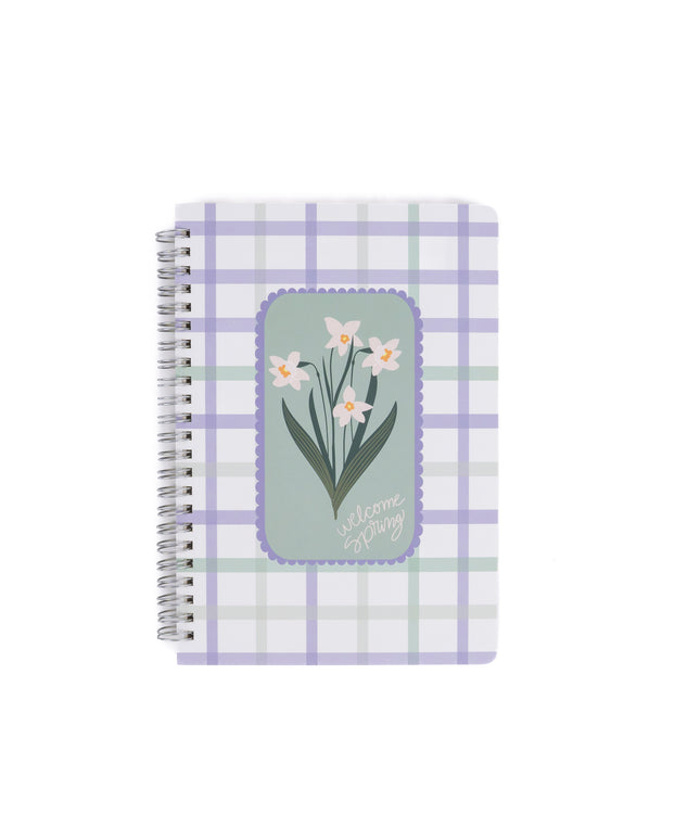 Cuaderno Mediano Cuadriculado - Flores Blancas