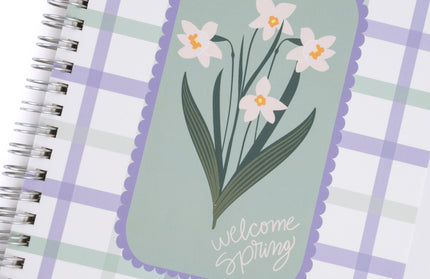 Cuaderno Mediano Cuadriculado - Flores Blancas