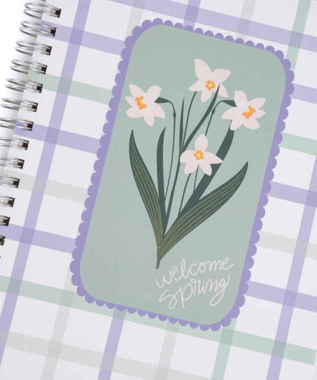 Cuaderno Mediano Cuadriculado - Flores Blancas