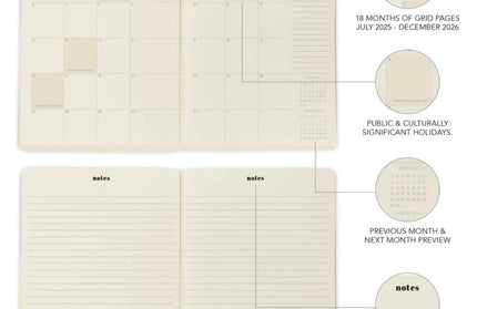 Agenda 2026 18M Semanal A4 - Gingham