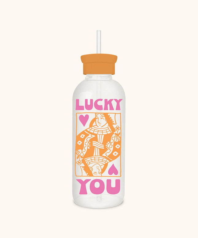 Botella de Vidrio con Bombilla - Lucky Card