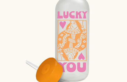Botella de Vidrio con Bombilla - Lucky Card