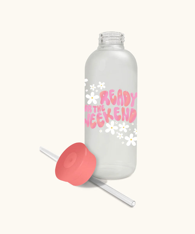 Botella de Vidrio con Bombilla - Get Ready for the Weekend