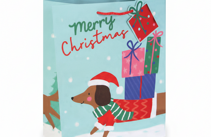 Bolsa Regalo Grande Navidad - Perro Salchicha