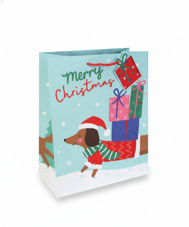 Bolsa Regalo Grande Navidad - Perro Salchicha
