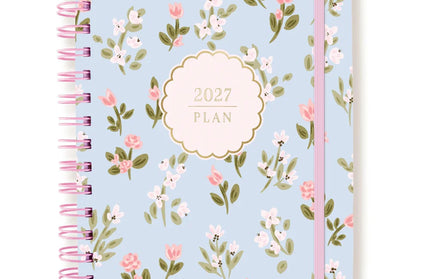 Agenda 2027 18M Semanal Anillado A5 - Azul Flores
